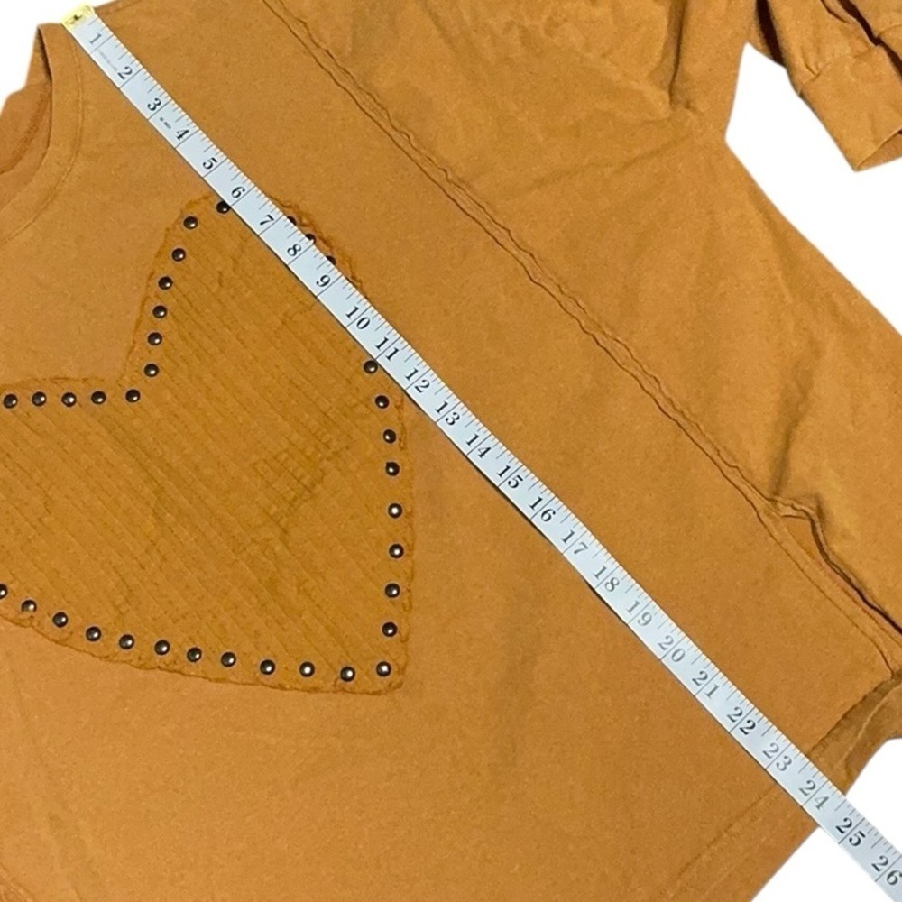 Easel Apricot Studded Heart Long Sleeve Top - Picture 8 of 10